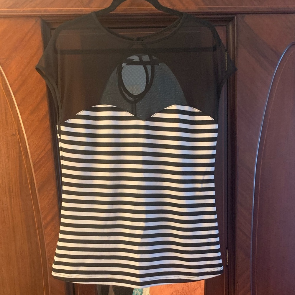 Rocksteady White and Black Mesh Top / 2X